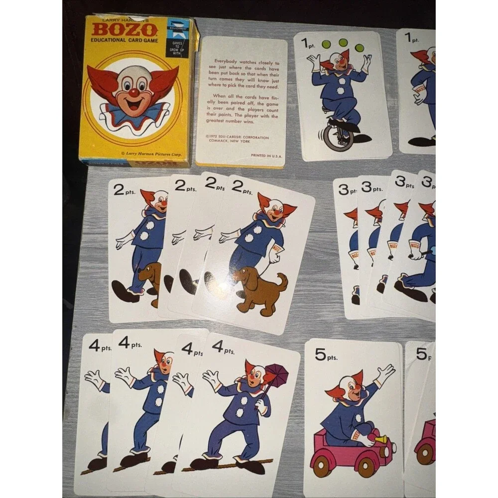 Vintage 1972 Bozo the Clown Educational Card Game Larry Harmon EDU-CARDS